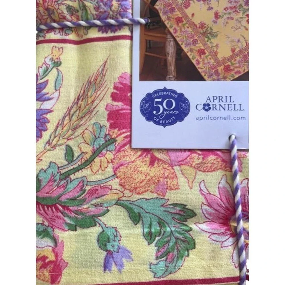April Cornell Wildflowers Tablecloth 60X102 Yellow Pink Floral French Country